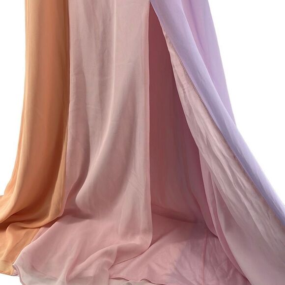 Privacy Please Maxi Dress Ombre Chiffon V‎ Neck Sleeveless Colorblock Gown XS - Picture 9 of 12